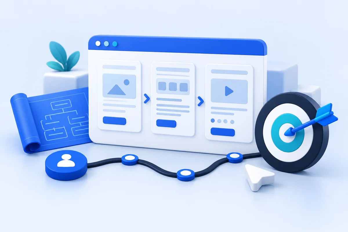 تخطيط صفحات الموقع ورحلة المستخدم باستخدام مخطط واجهة وهدف واضح