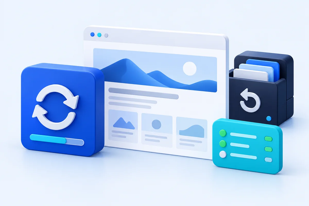 واجهة موقع مع تحديثات منظمة ونسخ احتياطية ومتابعة تدعم استمرارية العمل
