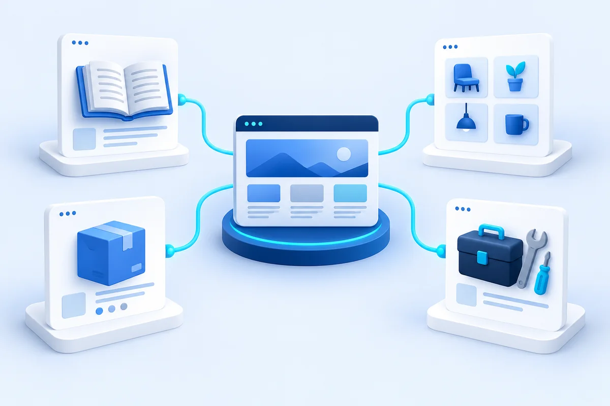 صفحات مقال وتصنيف ومنتج وخدمة لكل منها دور مستقل ضمن هيكل الموقع