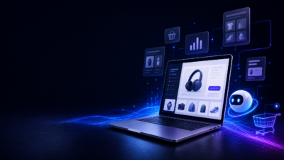 لوحة متجر WooCommerce توضح استخدام الذكاء الاصطناعي في المنتجات والدعم